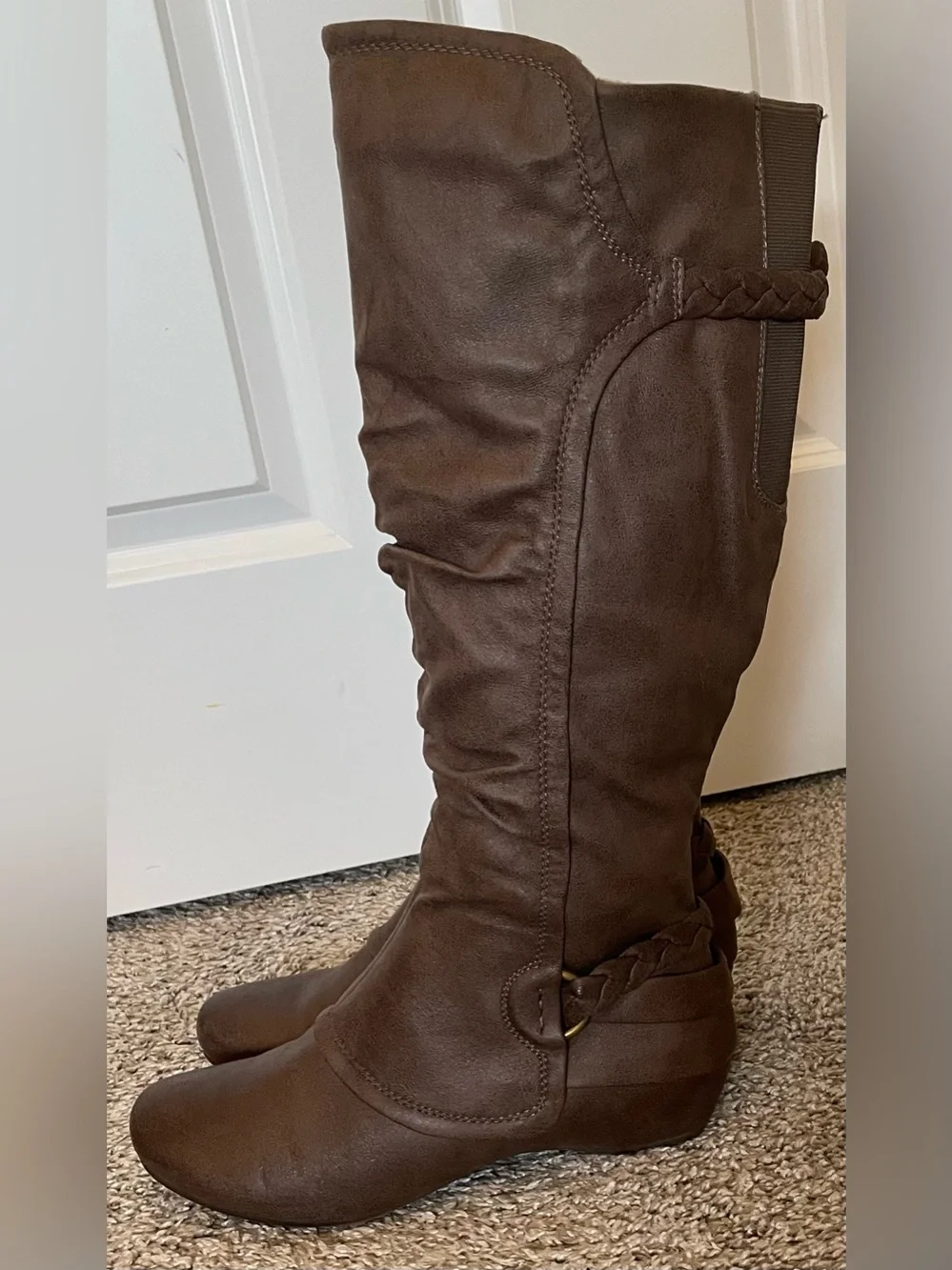 BareTraps Shania Brown Slouchy Knee High Riding Boots Size 10 Worn 1 Time